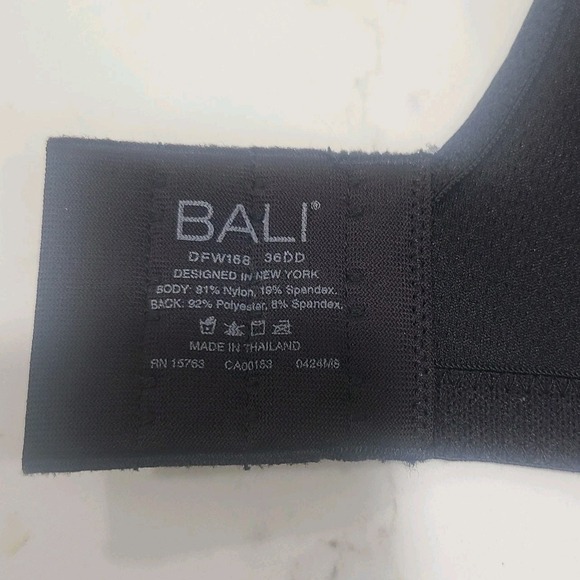 Bali 36DD Black Underwire Bra Full Coverage Cool Comfort  Convertible Padded NWT - Picture 5 of 5